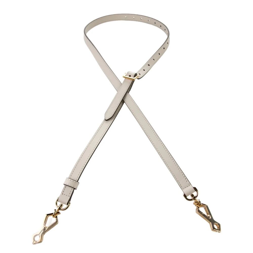 Gucci NWT white leather adjustable crossbody strap with gold hardware